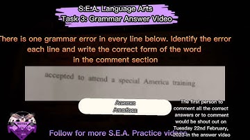 S.E.A. Language Arts Task 3: Grammar || Answer Video || Practice Test