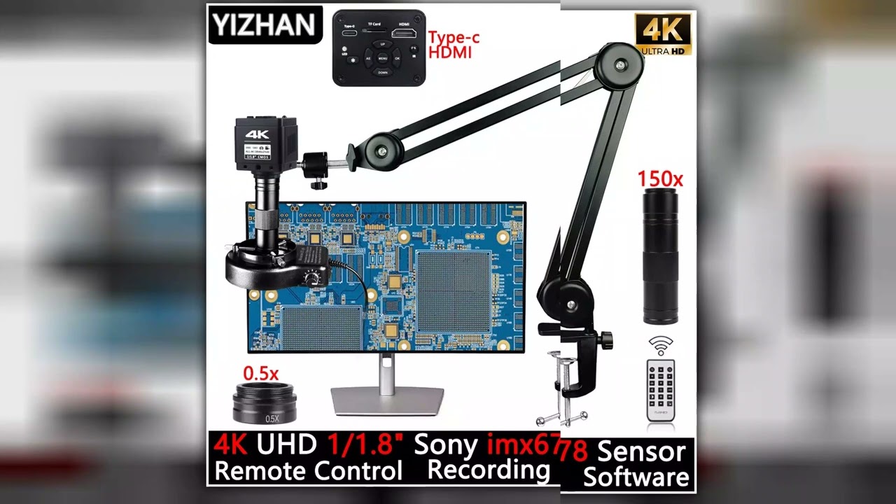 4K UHD Digital Microscope For Soldering HDMI USB Industrial Microscope Camera 118 imx678 Sensor 150