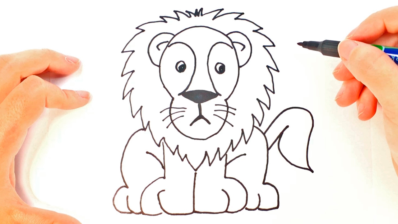 How to draw a Lion for Kids | Lion Easy Draw Tutorial - YouTube