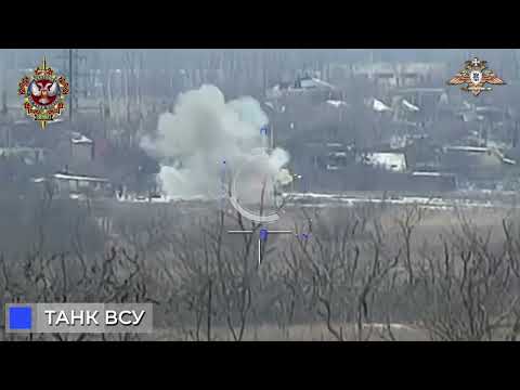 Уничтожение танка ВСУ с помощью ПТРК/Destruction of the ukrainian tank by ATGM