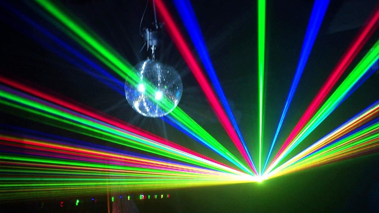 Disco Ball with Flashing Laser Lights | Party Light Show Background ...