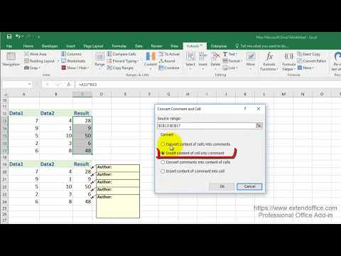 How To Insert Formula Result In Excel Comment?