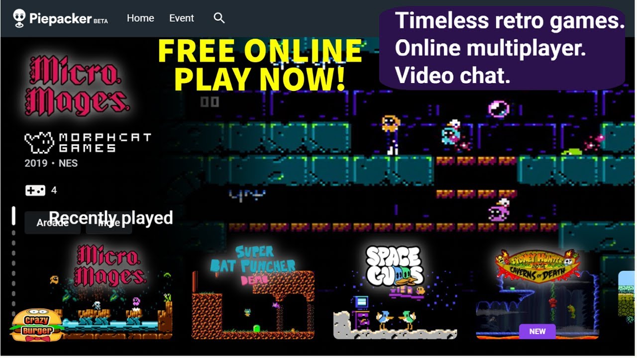 PiePacker - NEW Online Retro Gaming Streaming Site! Includes Multiplayer!  60+ New & Old Retro Games