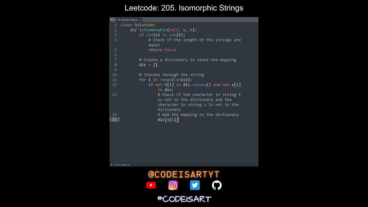 Leetcode 205. Isomorphic Strings in Python | Python Leetcode | Python ... image.