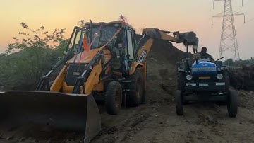 Jcb 3dx Loading mud in Sonalika Tractor Video || Sonalika Tractor Loading Video Part-06
