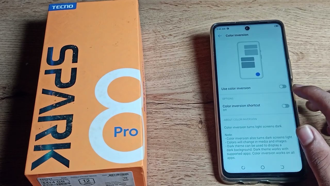 How to Enable colour inversion Mode in Tecno spark 8 Pro phone, colour inversion setting