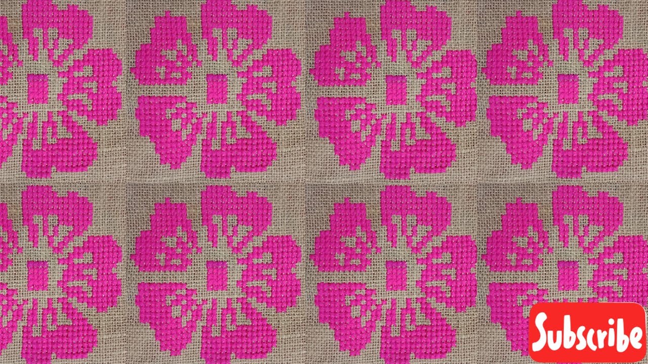 Flower cross stitch Design || rose ason design || how to make woolen rugs, table mat, Door mat