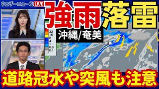 【荒天情報】沖縄・奄美は梅雨前線停滞  強雨や雷雨に注意