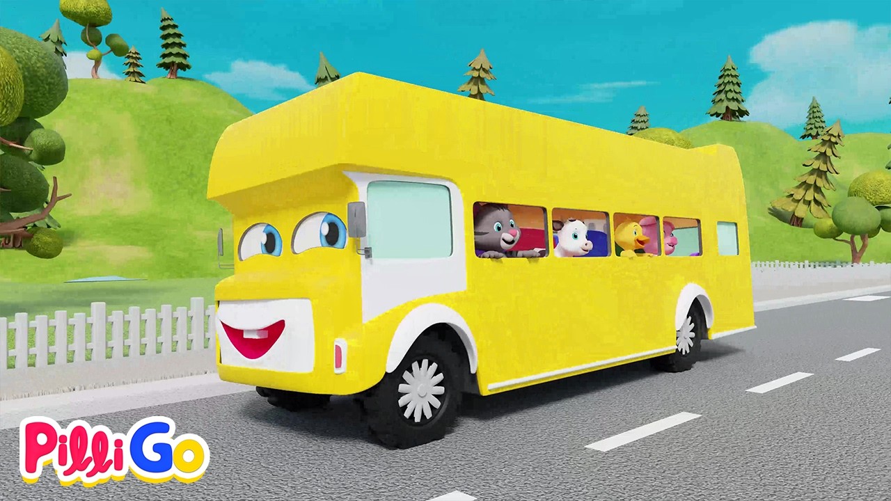 The Animals on the Bus | Animal Sounds Song for Kids | Pilli Go Nursery Rhymes and Kids Song
