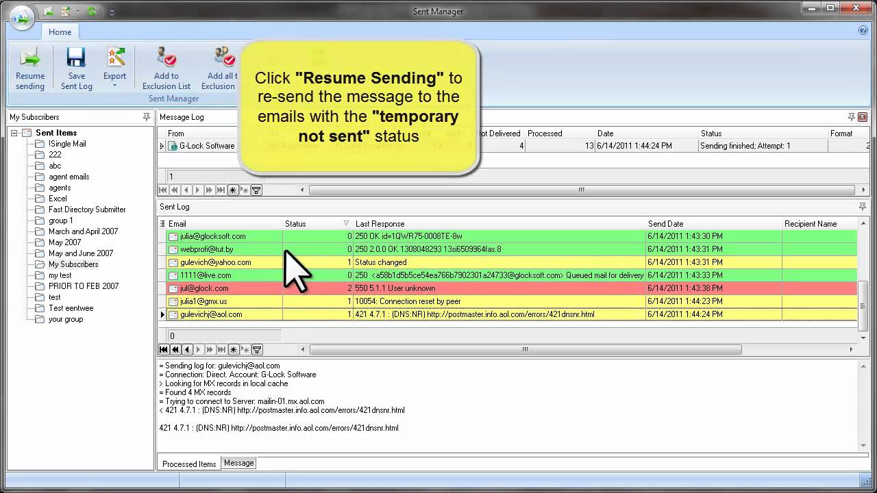 How to Manage Sent Emails and Resend Unsent Messages in GLock