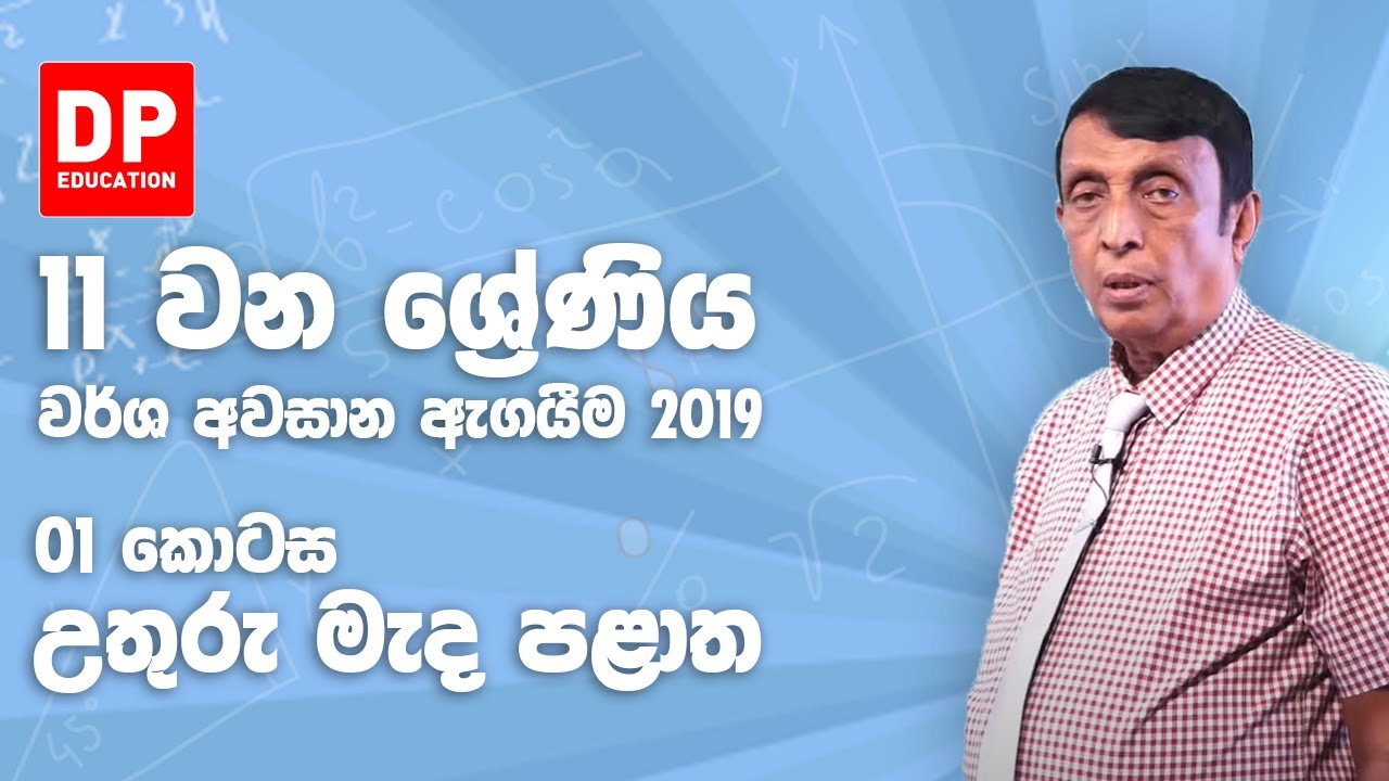 11 ශ්‍රේණිය - වර්ෂ අවසාන ඇගයීම 2019 උතුරු මැද පළාත | 1 කොටස