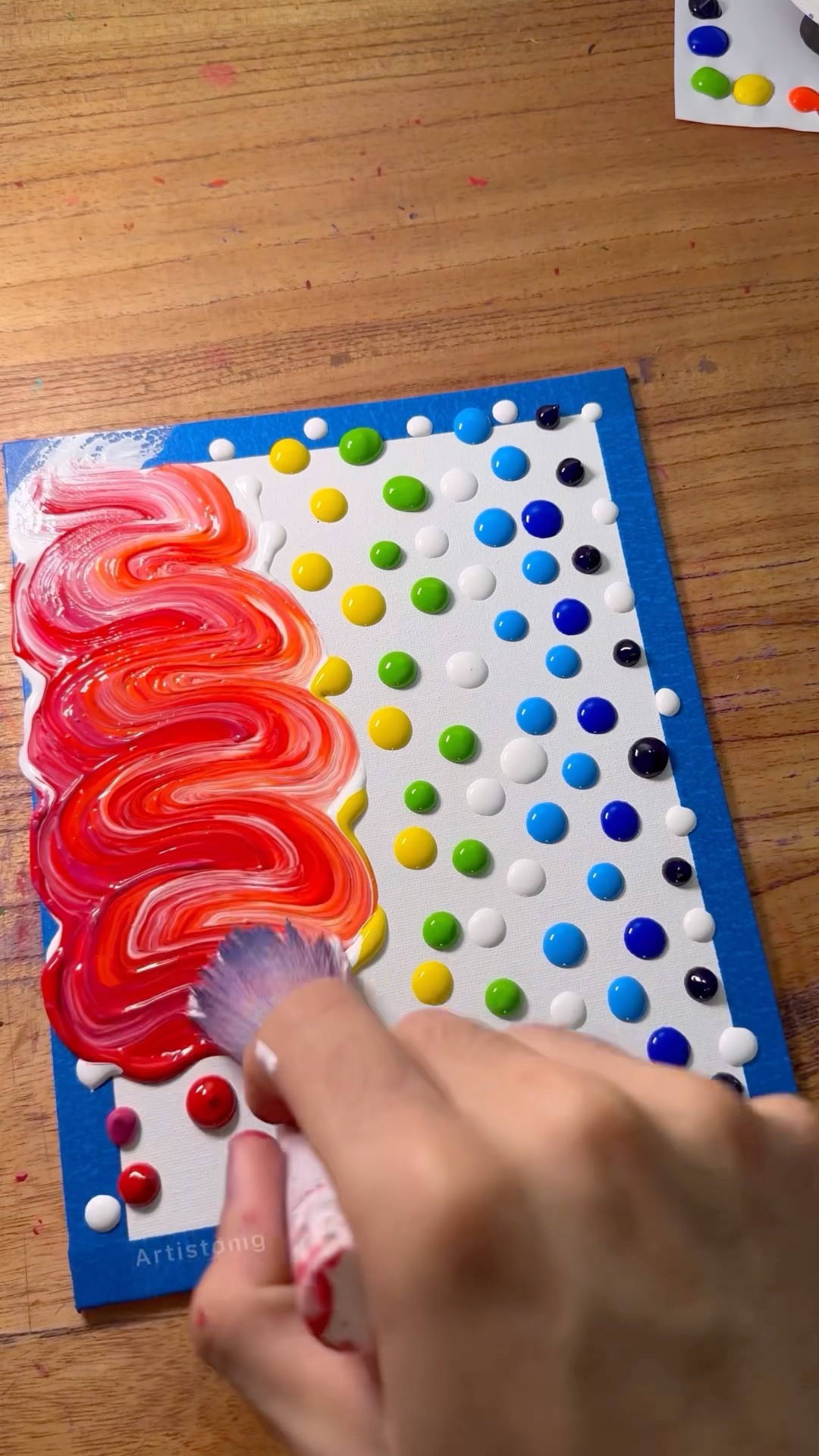 Satisfying Painting with Rainbow Colors Using a Make-Up Brush! ?✨ #artwork