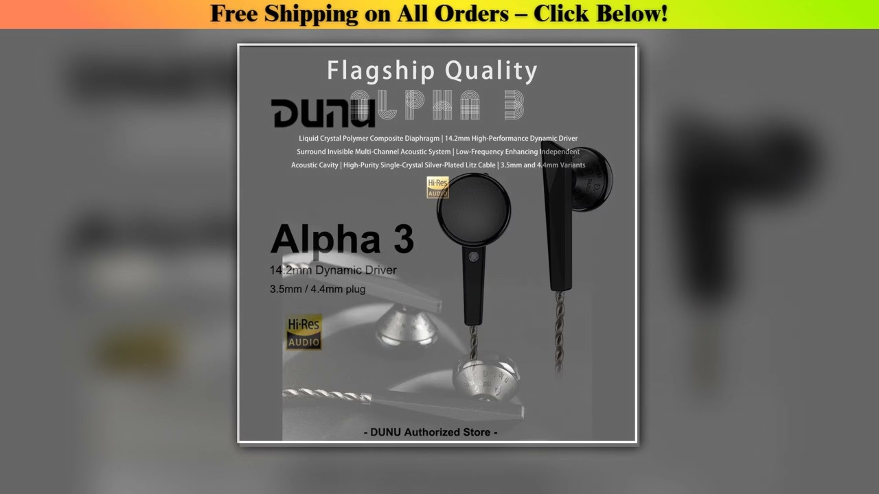 DUNU ALPHA 3 14.2mm Dynamic Driver Flat Headset Open Earbuds wired Earphone Aluminum Alloy
