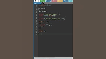 print natural numbers in reverse order in the given range in c #short