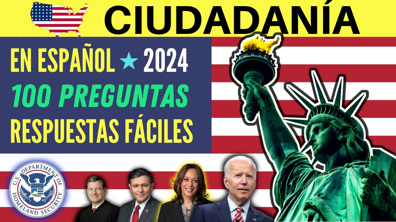 100 PREGUNTAS para la ciudadana americana en ESPAOL 2024   prueba cvica   RESPUESTAS FCILES