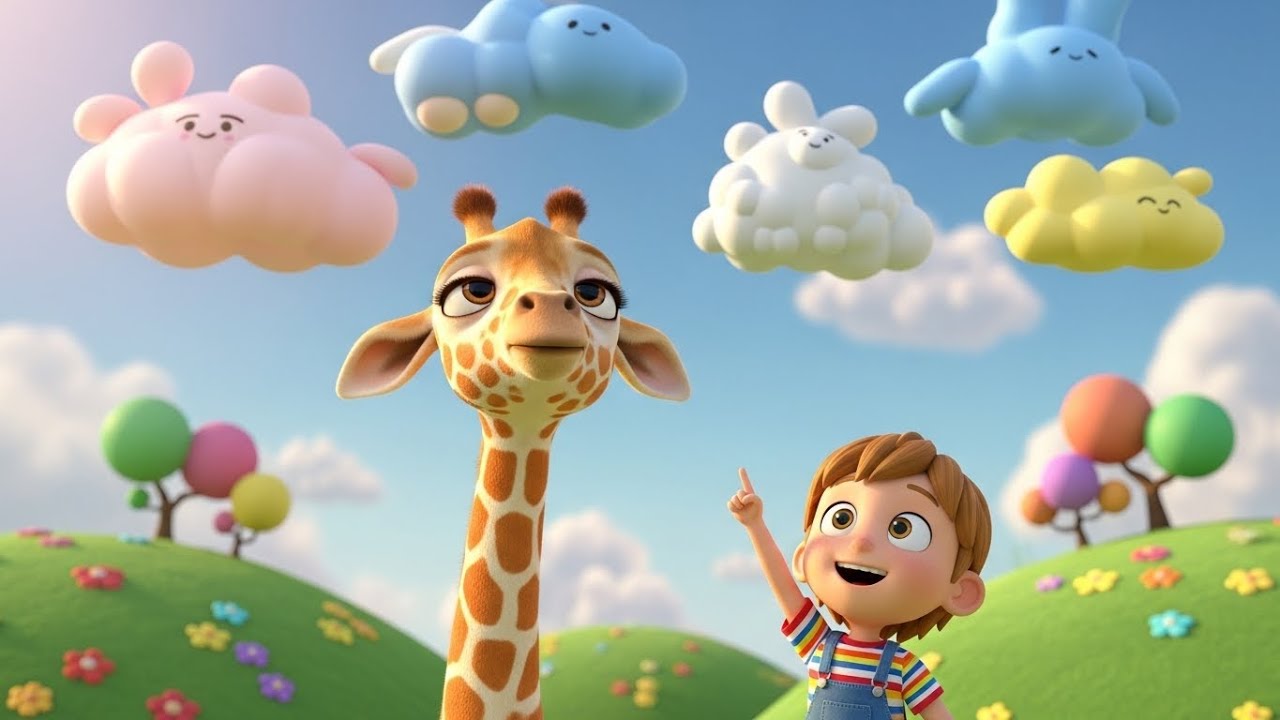The Sleepy Baby Giraffe Yawned at the Clouds | Fun Kids Song | Nursery Rhymes for Children