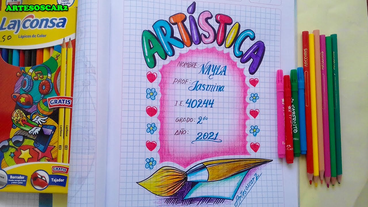 Caratula Para Cuaderno De Artistica Youtube