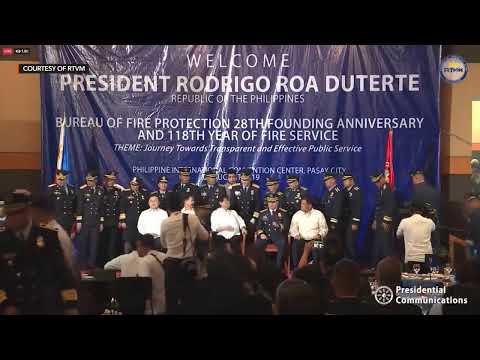 Duterte Attends Bureau Of Fire Protection S 28th Founding