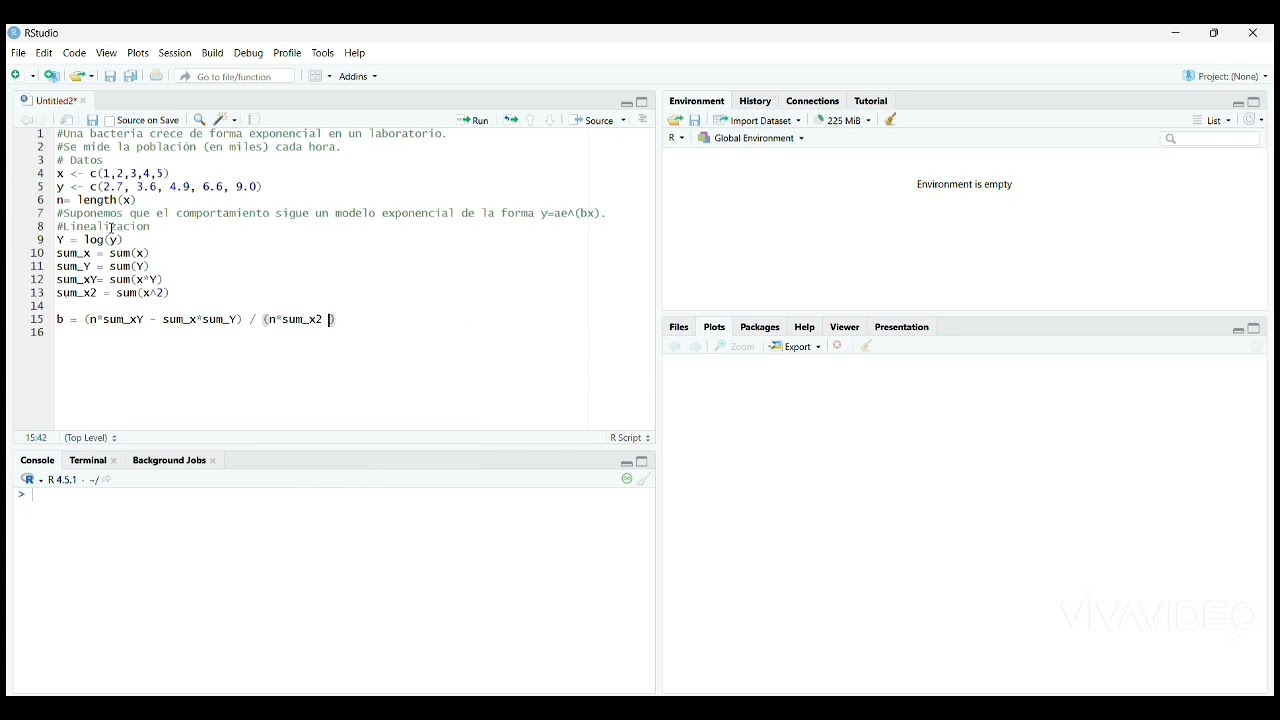Ejercicio regresión no lineal exponencial