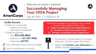 Successfully Managing Your VISTA Project  072021