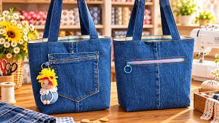 Don't Throw Away Your Old Jeans! Turn Them Into This Beautiful Tote Bag! DenimUpcycling Don't Throw Away Your Old Jeans! Turn Them Into This Beautiful Tote Bag! DenimUpcycling