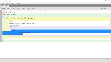 BlueJ Environment Java Programming Claas 9 ICSE Switch Program for Identifying Days of the Week