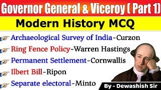 Governor General Of India | Viceroy | Part 1 | Important Facts Governor General | Modern History MCQ