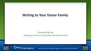 Writing to Your Donor Family