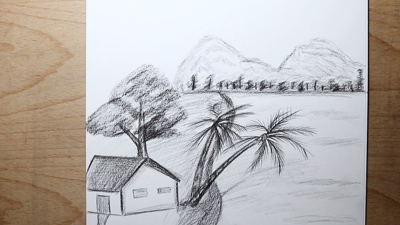 Como desenhar uma paisagem fácil passo a passo | tutorial de desenho ...