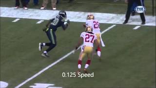 49ers sideline hit on Jeremy Lane (49ers vs Seahawks Game 1/19/14) - Slowed down