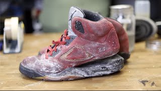Cleaning The Dirtiest Jordan's Ever! $1000 Air Jordan Raging Bull 5's  Back to NEW! screenshot 3