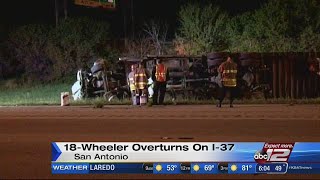18-wheeler accident closes multiple lanes of I-37