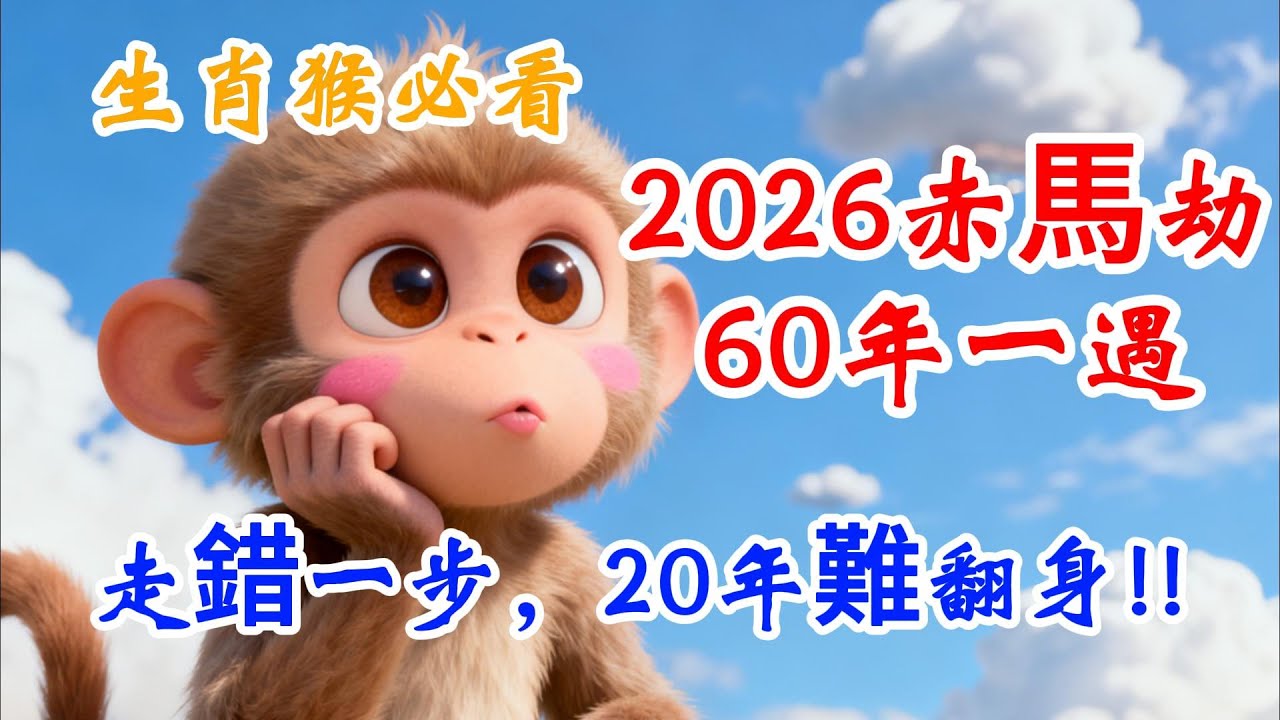60年一遇！生肖猴，2026年『赤馬劫』降臨：你有一場生死劫難！走錯這一步，未來20年難翻身！屬猴人必看！