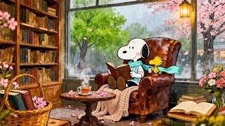 Rainy Spring Reading with Snoopy & Woodstock 🌧️📖 Smooth Jazz for Study & Focus