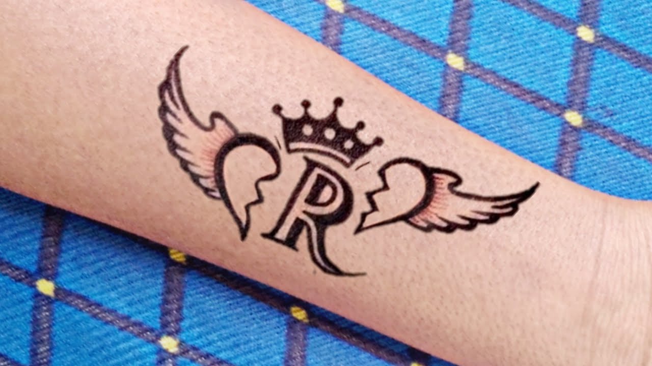 R Letter Tattoo | How to make | with pen at Home | Very Easy ...