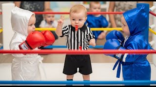 Baby Boxer Takes on Tough Opponent – A Knockout Performance! | baby funny video | #babyvideos