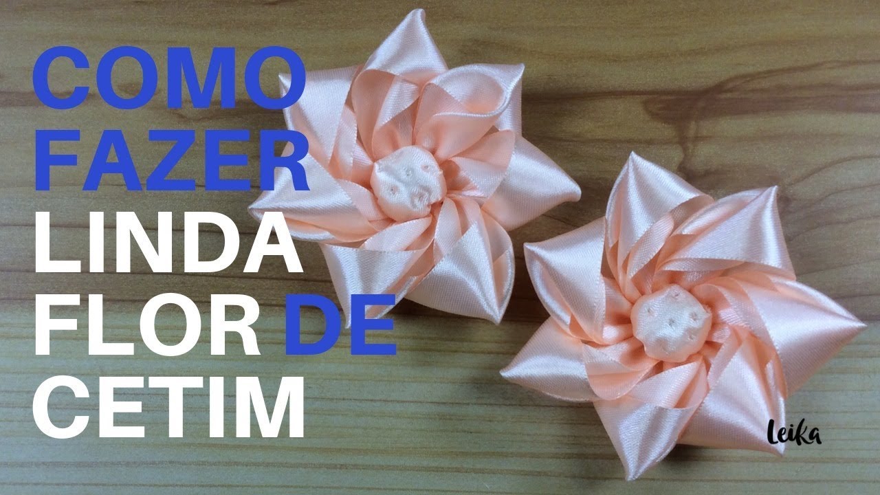 Como fazer uma linda flor com fita de de cetim - artesanato com fitas ...