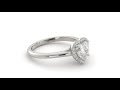 Heart Halo Round Diamond Solitaire Engagement Ring 14k White Gold