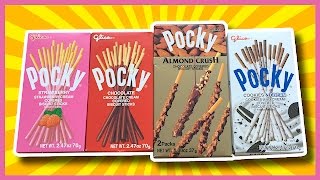 Pocky ポッキー Chocolate, Strawberry, Cookies & Cream And Almond Crush
