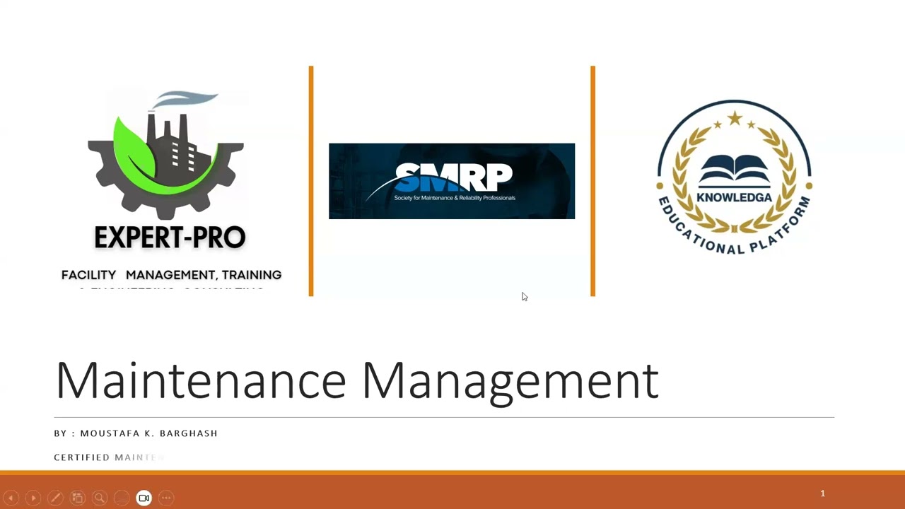 Maintenance Management & CMRP preparation إدارة الصيانة الاحترافية 