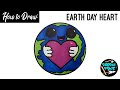 How to draw easy earth day heart design