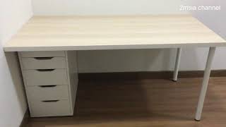 Ikea Setup Adils Leg Linnmon Rectangle Table Wood Blue & Stands White Alex Drawer Installation