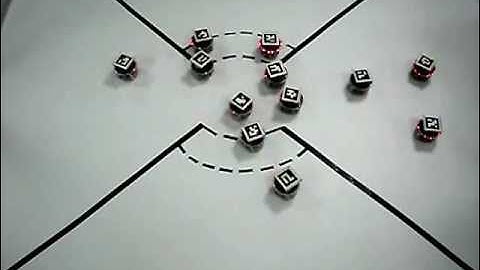 Traffic control for robotic swarm with common target: Regions algorithm (e-pucks)