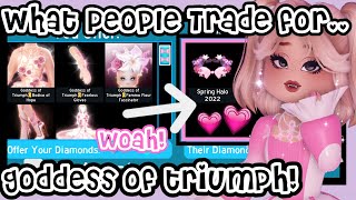 What People TRADE for the Goddess Of Triumph Set in Royale High! | Roblox Royale High Trading