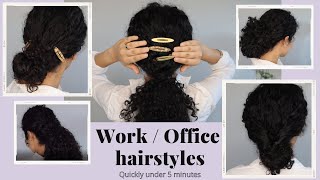 5 minute Quick + Easy | Office hairstyle | Curly hair | Go-to formal hair