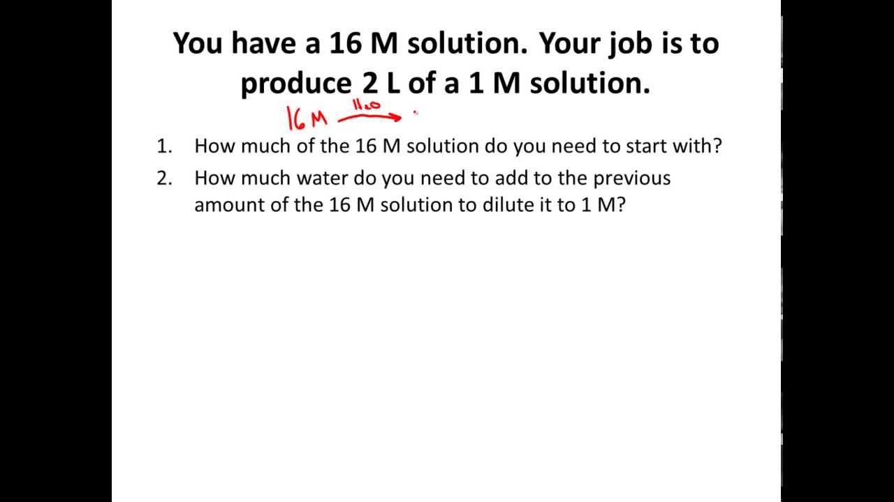 Solving Dilution Problems in Solution Chemistry CLEAR & SIMPLE YouTube