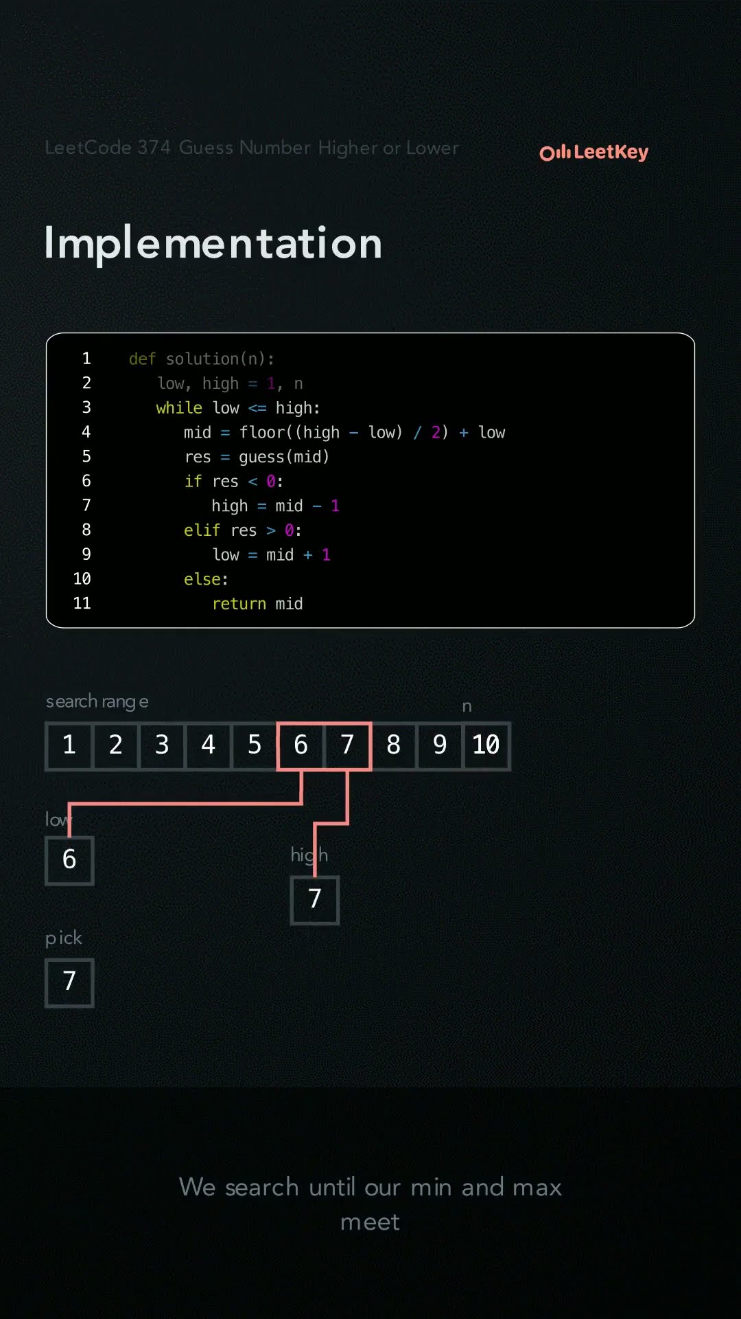Video of LeetCode Problem 374: Guess Number Higher or Lower