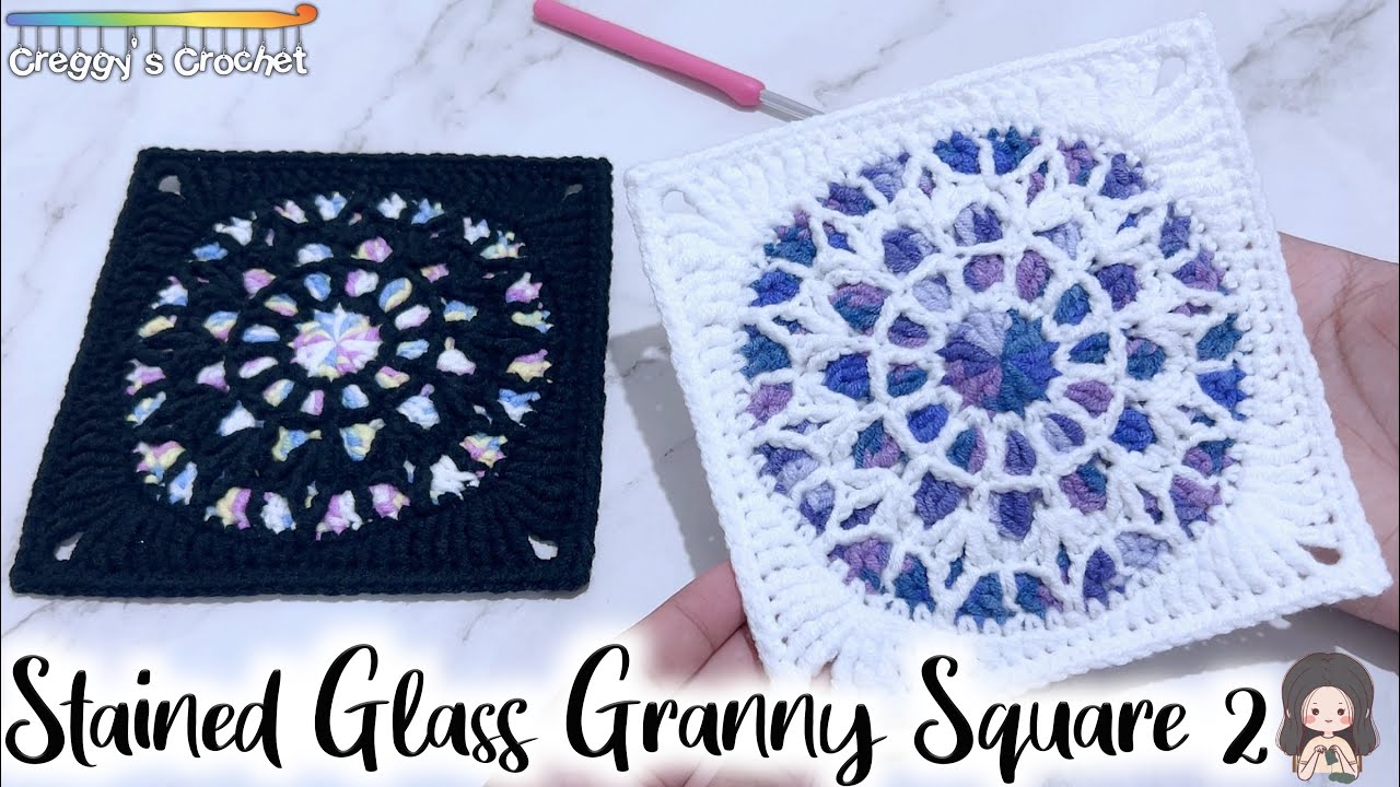 CROCHET “Stained Glass” Granny Square 2 Tutorial YouTube