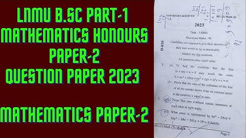 LNMU B.Sc part-1 Mathematics Honours PAPER-2 Question Paper-2023