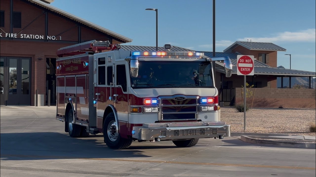 Queen Creek Fire Dept. LT411 and M411 responding 